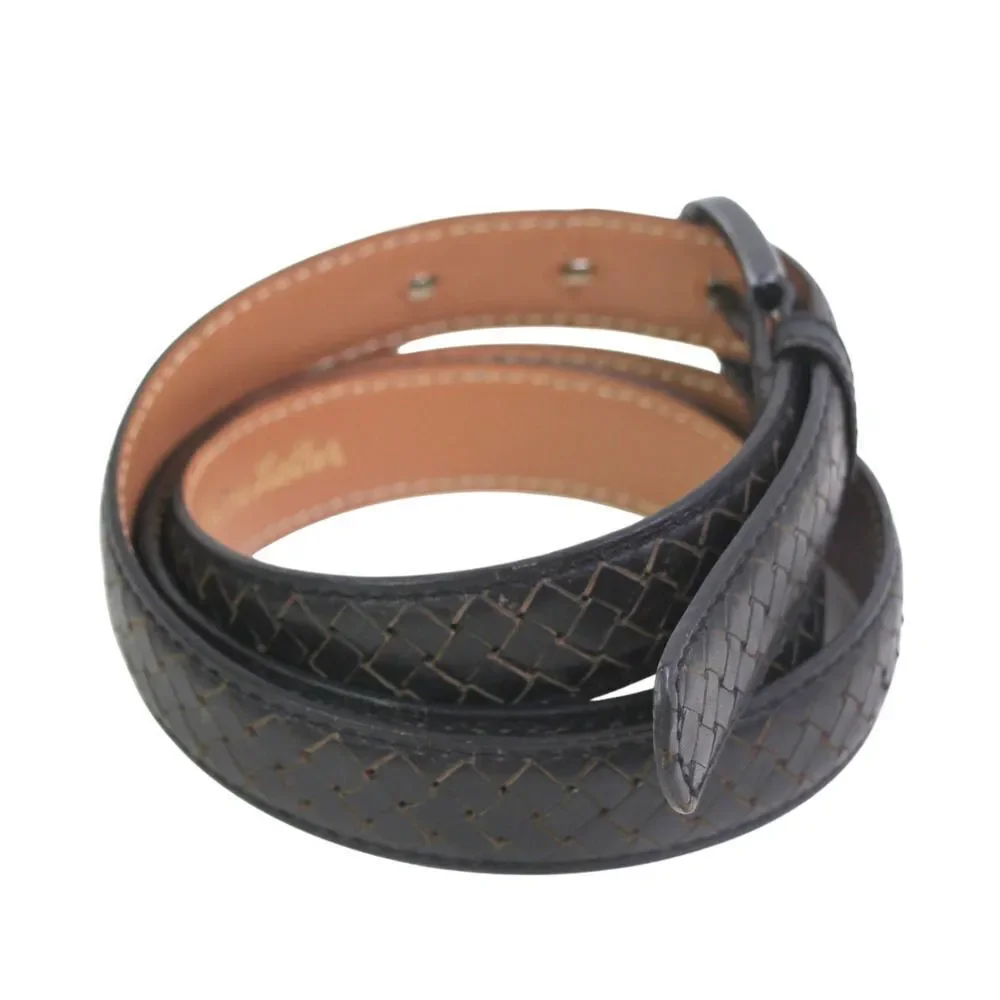 BRAIDED BLACK GENUINE LEATHER 7/8